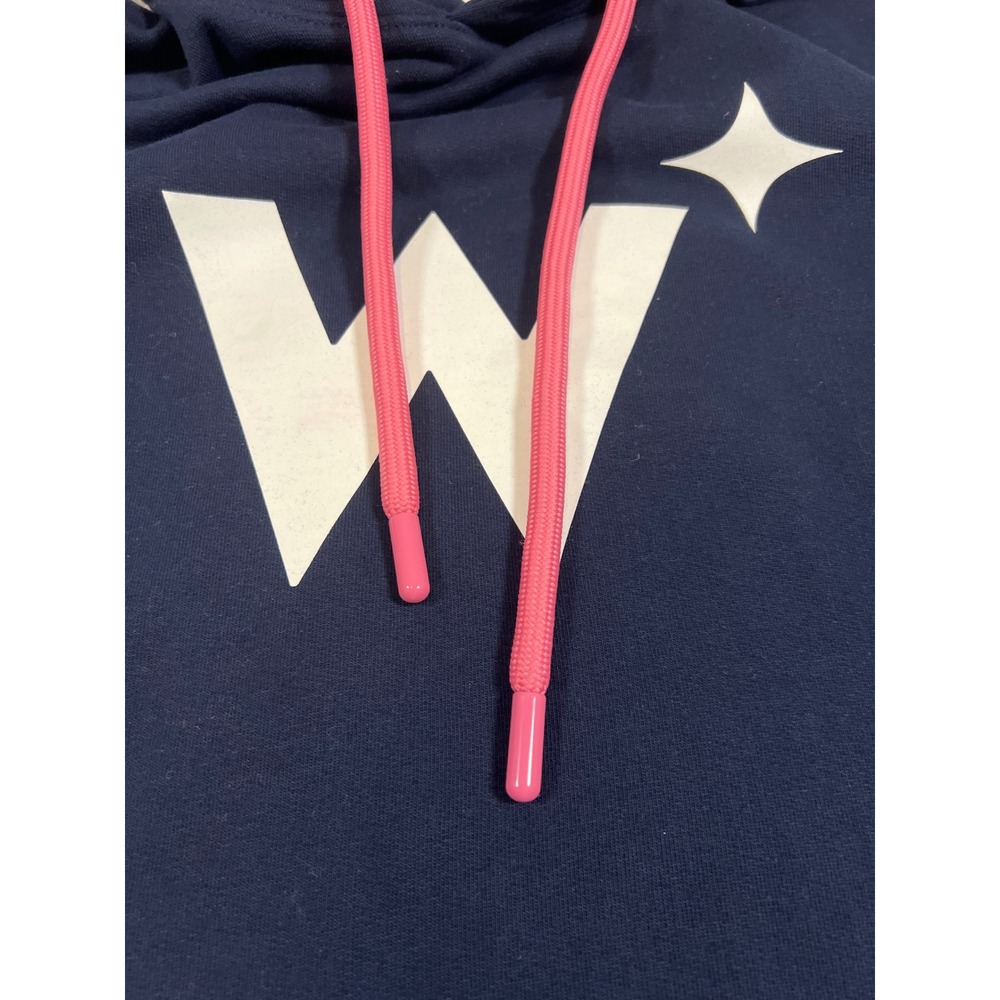 T Factor Navy Blue W Graphic Hoodie Pink Drawstring Wiz Sleeve Embroidery XL - Picture 3 of 7